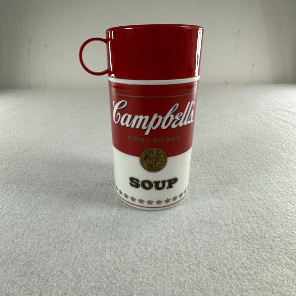 Vintage Campbell's Soup Plastic Thermos Container with Base, Lid‎ (Bowl) & Cap